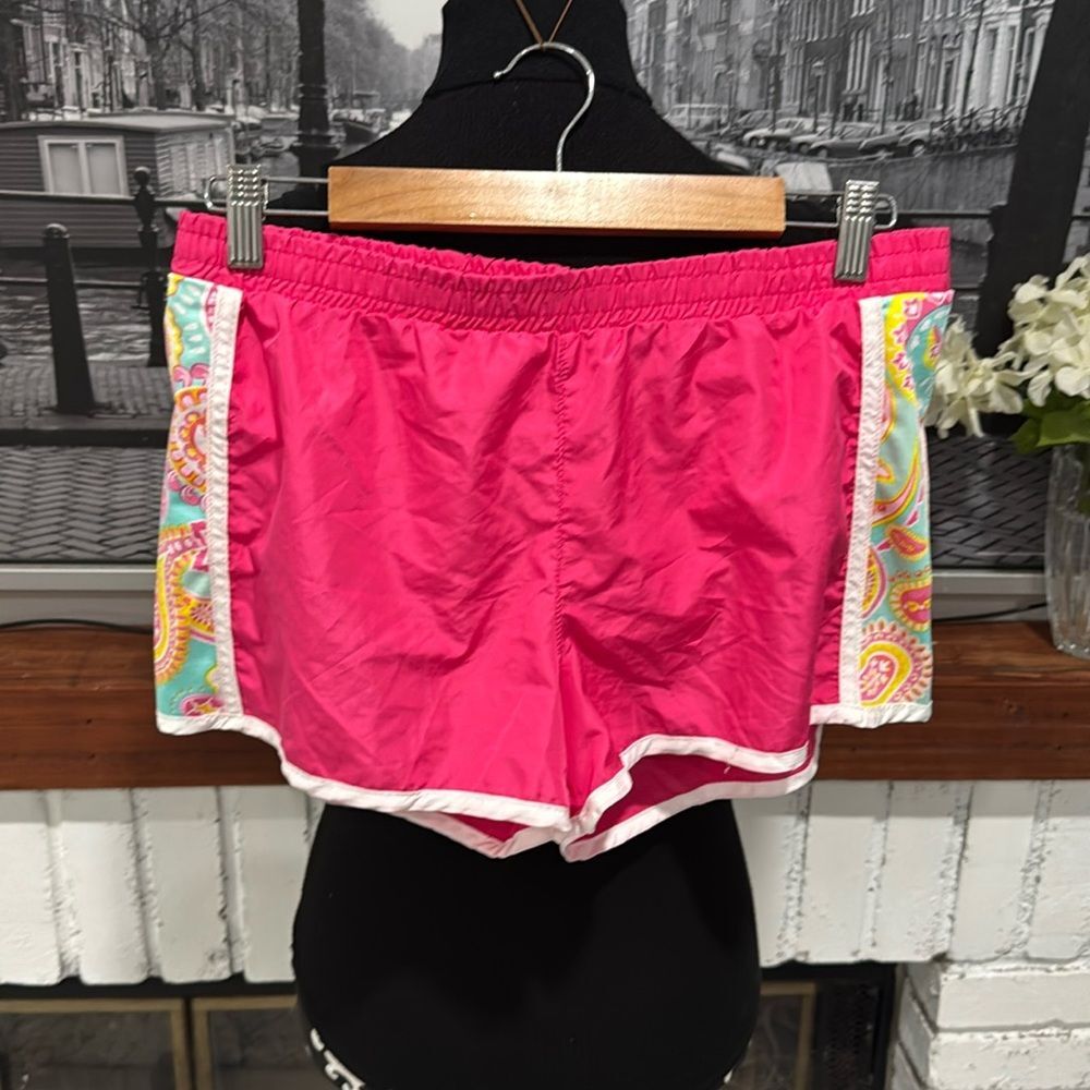WB Woman’s athletic Swim shorts Medium Pink White Blue